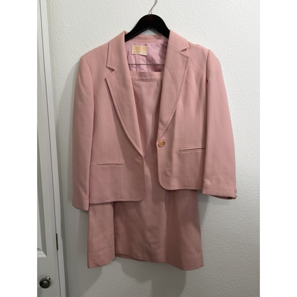 Vtg Pendleton Blazer Pink Sz Medium Skirt Suit Women's Wool Academia Prep